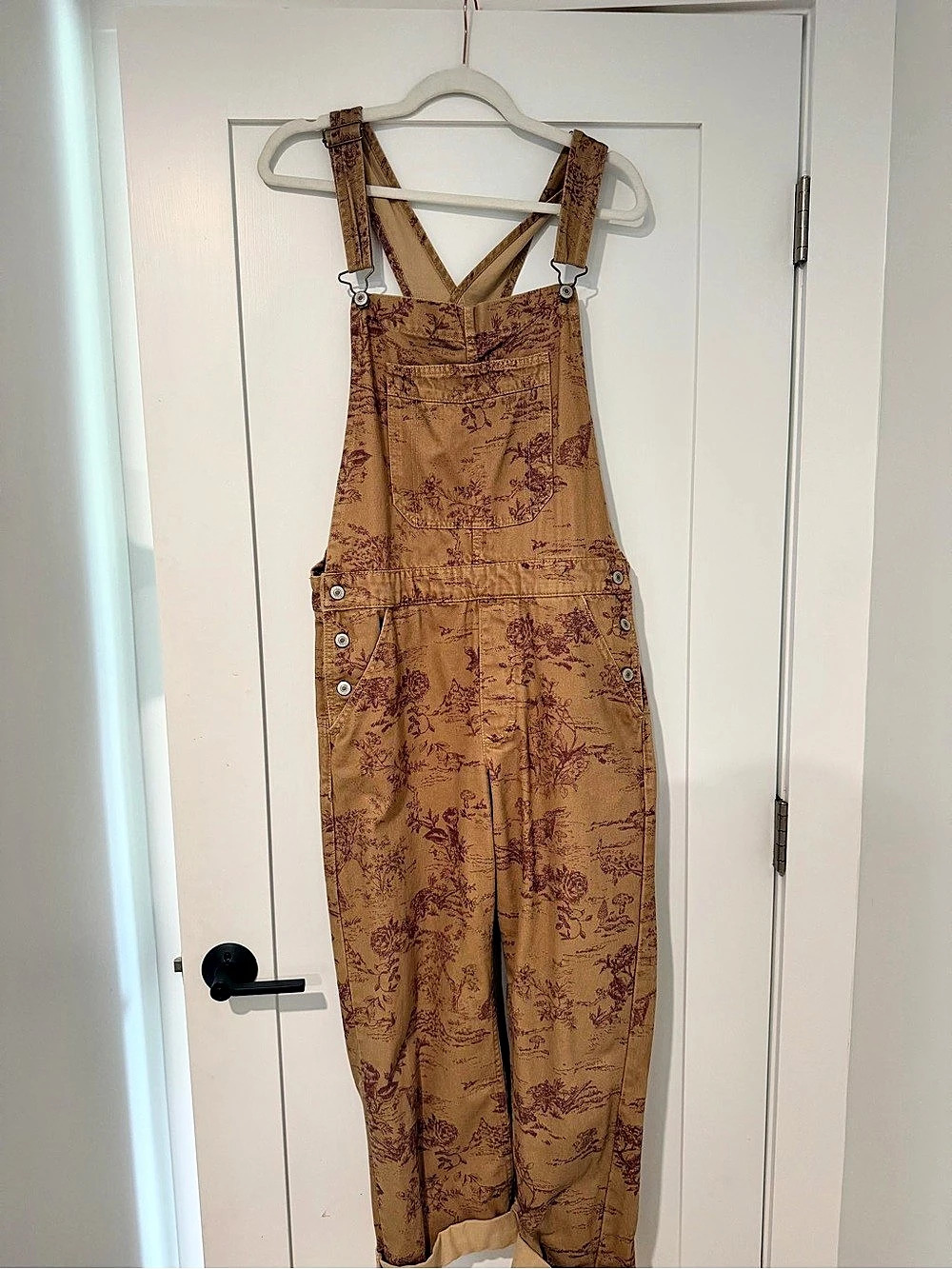 Free People Ziggy Harmony Overall Floral Overalls in Brown & Pink Size Small